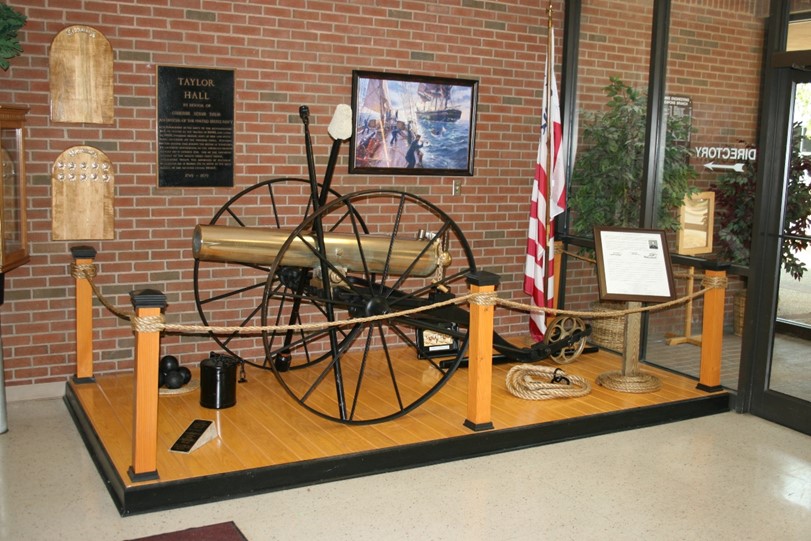 Boat Howitzer #246 on display in the lobby of the Gunners Mate “A” School located at Taylor Hall at Training Center Yorktown. (Courtesy of the author) Boat Howitzer #246 on display in the lobby of the Gunners Mate “A” School located at Taylor Hall at Training Center Yorktown. (Courtesy of the author)
